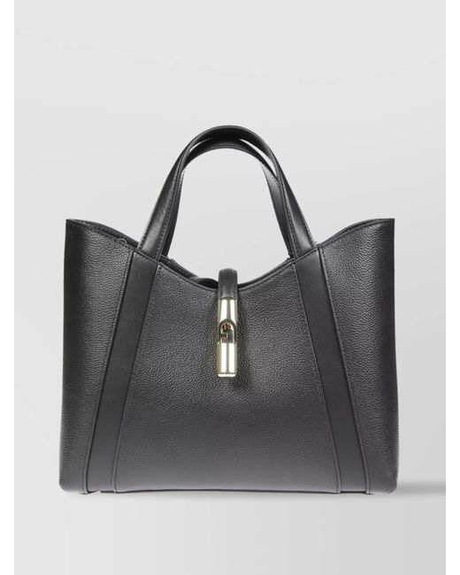 Furla Gray Leather Tote Bag