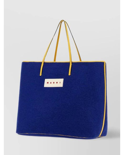 Marni Blue Medium Felt Tote Bag