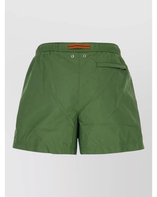 Zegna Green Nylon Swim Shorts Elastic Waistband Eyelets for men
