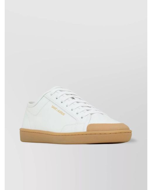 Saint Laurent White Leather Low-Top Sneakers