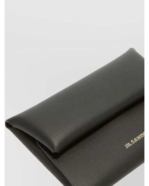 Jil Sander Black Leather Logo Print Wallet for men