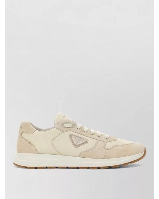 Prada Natural Re-Nylon And Suede Low-Top Sneakers for men
