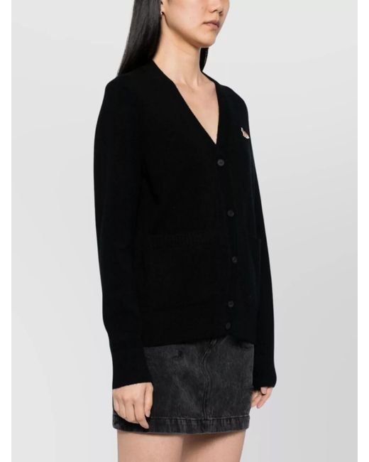 Maison Kitsuné Black Wool Regular-Fit Cardigan