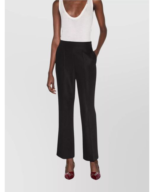 Gucci Black Wool Mohair Cropped Flared Trousers