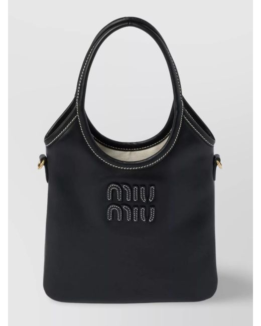 Miu Miu Black Softy Tote Bag Contrast Stitching