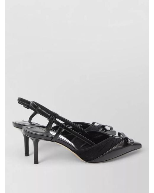 Jimmy Choo Gray Leather Mesh Slingback Pumps