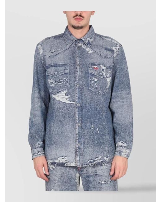 DIESEL Blue Denim Shirt for men