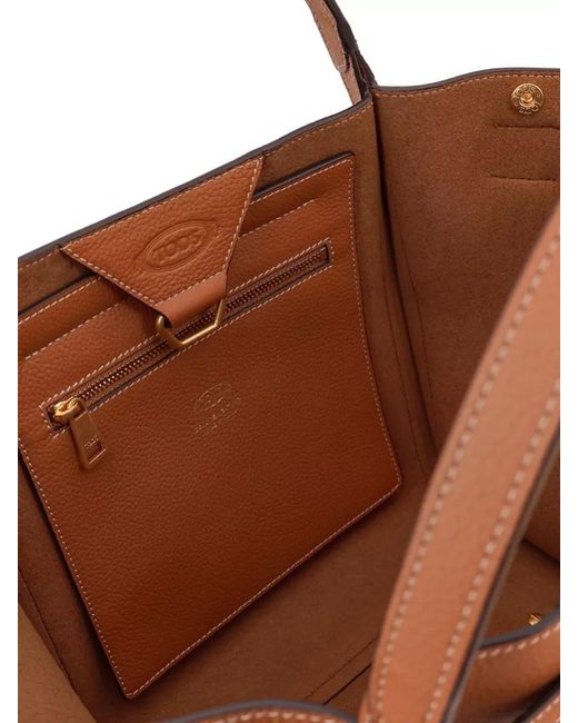 Tod's Brown T Timeless Small Leather Tote Bag