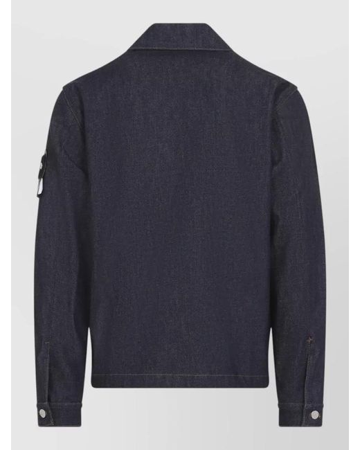 Stone Island Blue Denim Biker Jacket for men