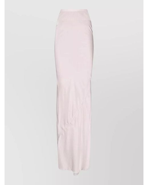 Rick Owens Pink High Waist Midi Skirt Side Slit