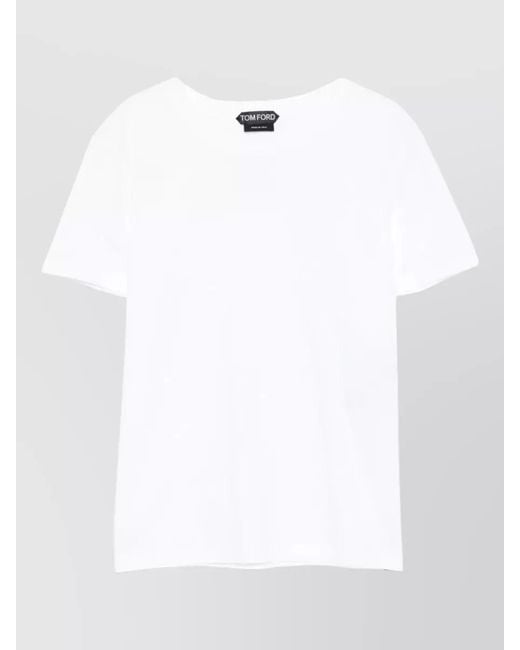 Tom Ford White Cotton Logo-Embroidered T-Shirt