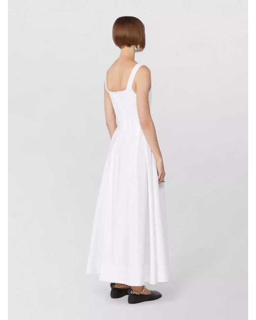Sportmax White Spxgiro Long Cotton Canvas Dress