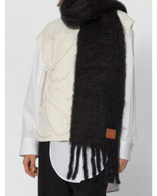 Loewe Black Brushed Wool Scarf