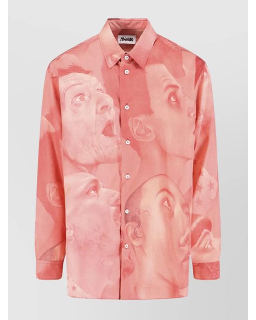 Magliano Pink Graphic Print Long Sleeve Button-Down Shirt for men