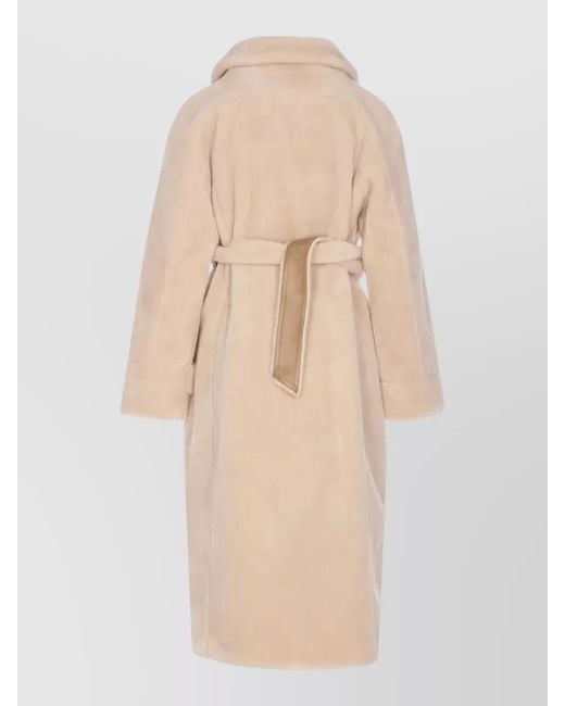 Urbancode Natural Long Faux Fur Coat Belted Waist