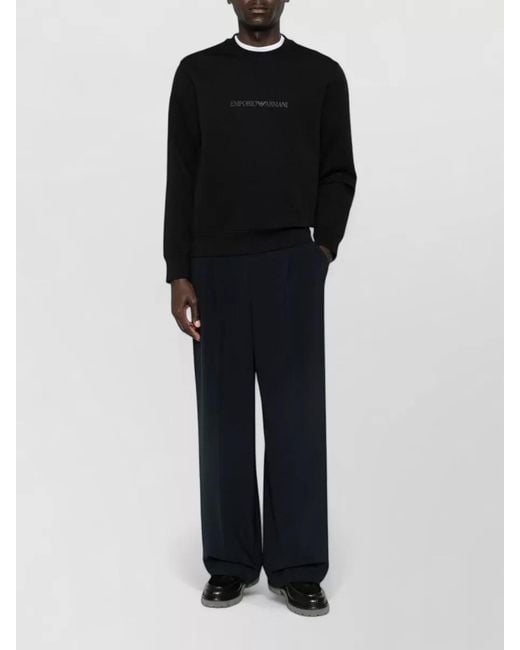 Emporio Armani Black Logo Cotton Crew Neck Sweatshirt for men