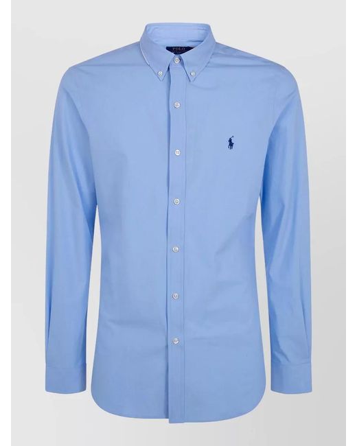Polo Ralph Lauren Long Sleeve Sport Shirt Button Collar in Blue for Men ...
