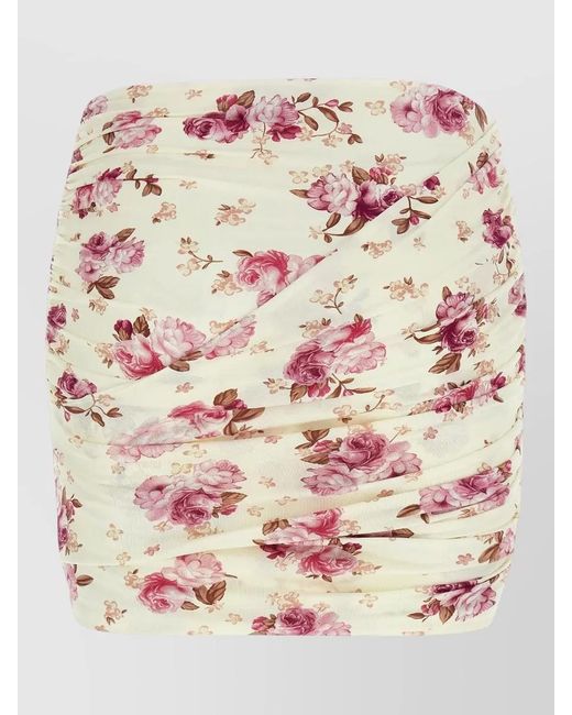 Magda Butrym Pink Floral Ruched Re26 Skirt Draped Style