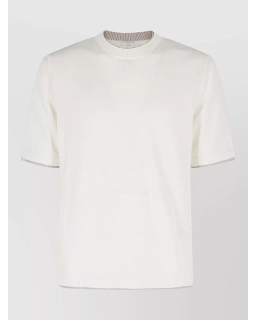 Eleventy White Short Sleeve Crew Neck Ribbed T Shirt for men