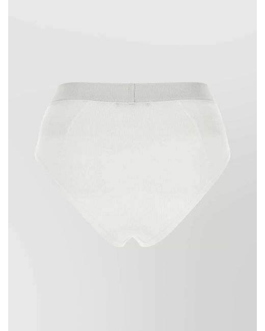 Versace White Ribbed High-Rise Briefs
