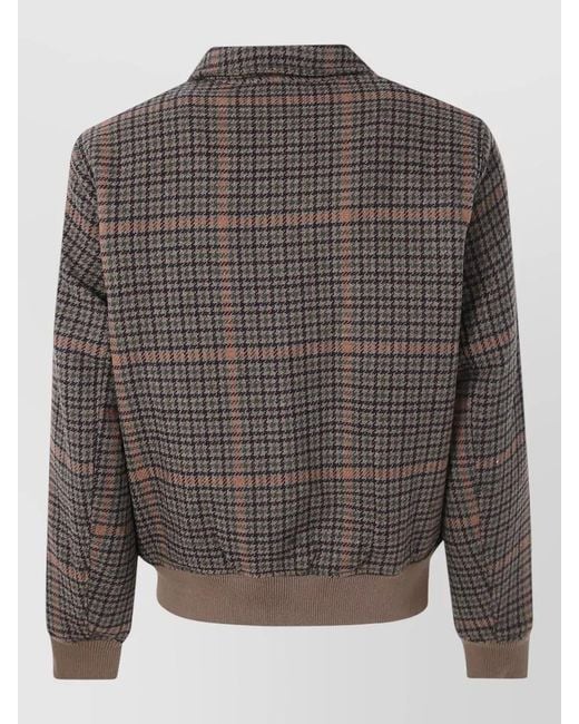 Les Deux Gray Houndstooth Varsity Jacket Collared Ribbed Hem for men