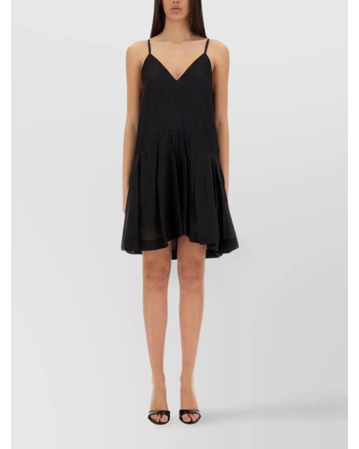 Isabel Marant Black Danielle Flared Skirt Pleated Detail Dress