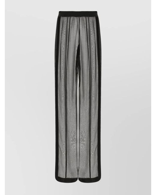 Saint Laurent Gray Silk Wide-Leg Trousers
