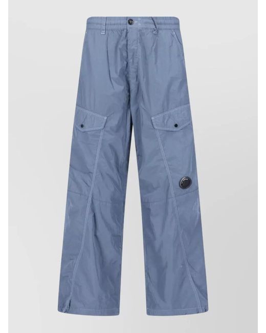 C P Company Blue Wide Leg Pants Belt Loops Cargo Goggle for men