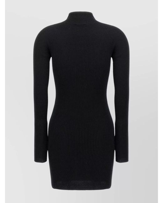Courreges Black Ribbed Mock Neck Mini Dress