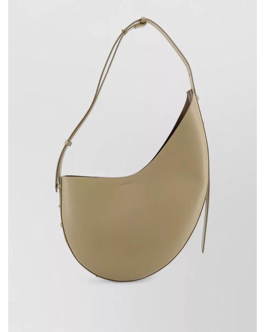 Soeur White Winona Leather Shoulder Bag Curved Shape
