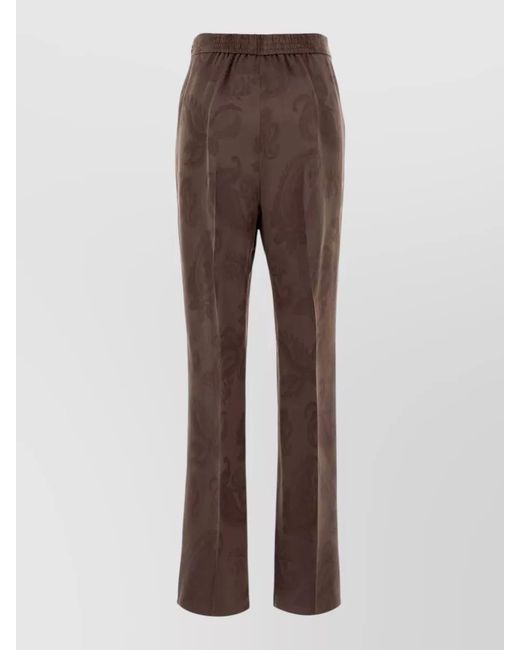 Etro Brown Silk Jacquard Tailored Trousers