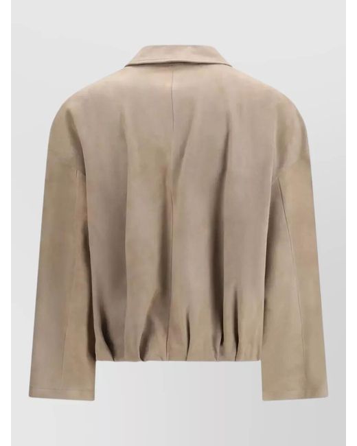 Salvatore Santoro Natural Suede Bomber Jacket Collared Neck Pockets