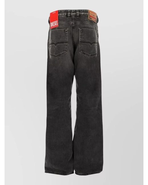DIESEL Gray Straight Leg Denim Pants Faded Distressed for men