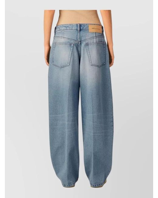 AMI Blue Baggy Mid-Rise Balloon-Leg Denim Jeans