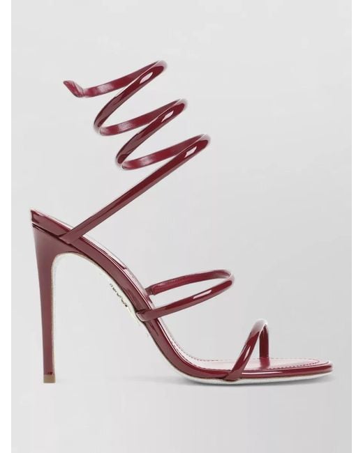 Rene Caovilla Pink Spiral Strap Stiletto Heel Open Toe Pumps