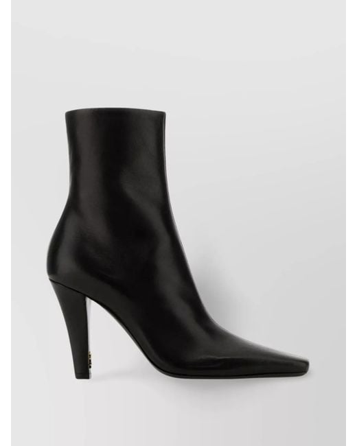 Saint Laurent Black Leather Jill Ankle Boots