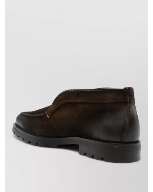 Santoni Black Leather Loafers for men