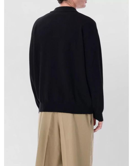 Roberto Collina Blue Textured-Knit Long-Sleeve Polo Sweater for men