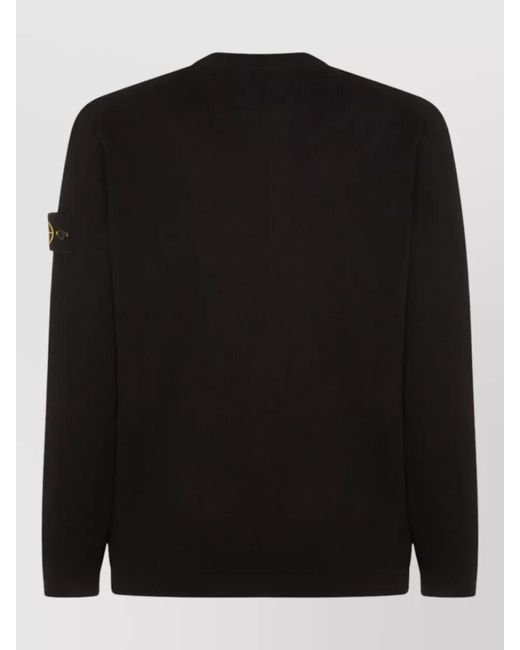 Stone Island Black Cotton Micro Stitch Knit Relaxed-Fit Jumper for men