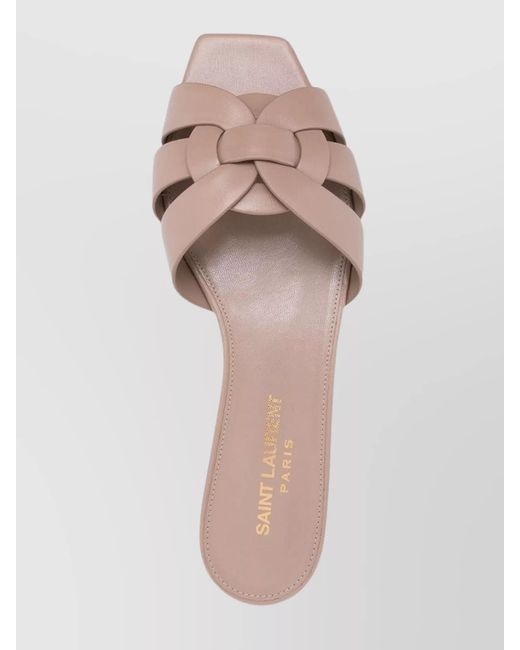 Saint Laurent Natural Leather Tribute Flat Sandals
