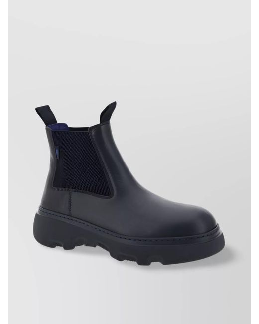 Burberry Blue Leather Ankle Boots for men