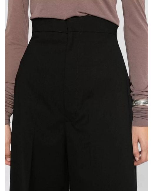 Rick Owens Black High Waist Tailored Wide Leg Pants