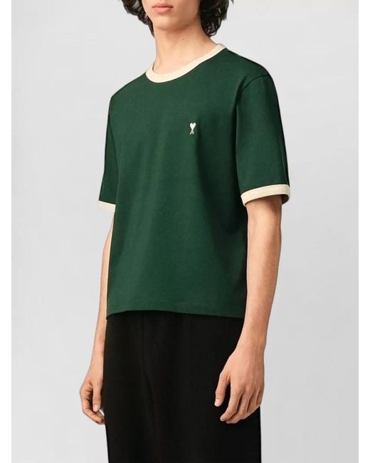 AMI Green Short Sleeve Crew Neck Regular Shirt for men