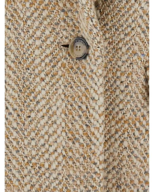 Isabel Marant Natural Single Breasted Wool Herringbone Coat