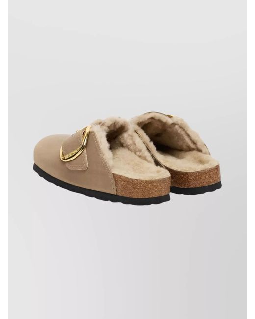 Birkenstock White Boston Round Toe Sandals With Buckle