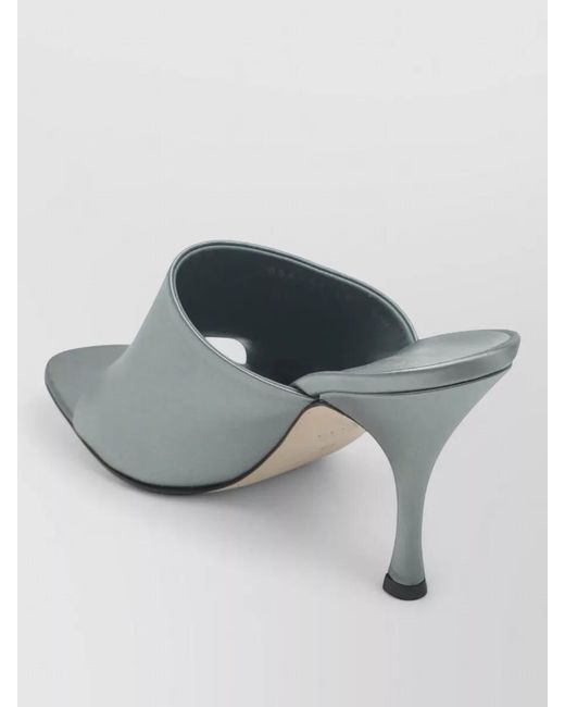 Gucci Gray Open Back Peep Toe Leather Mules