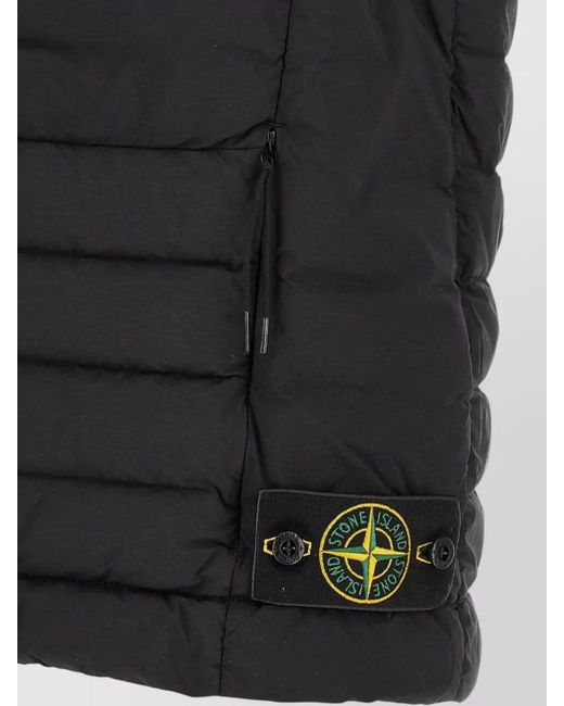 Stone Island Black G100011 High Collar Padded Vest Pockets for men