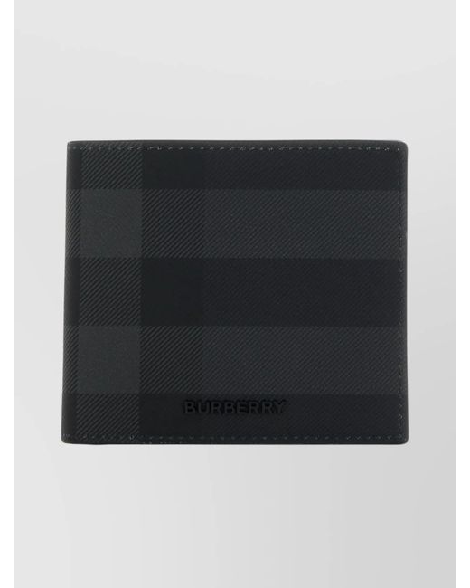 Burberry Black Checkered Bi-Fold Wallet And Coin Holder for men