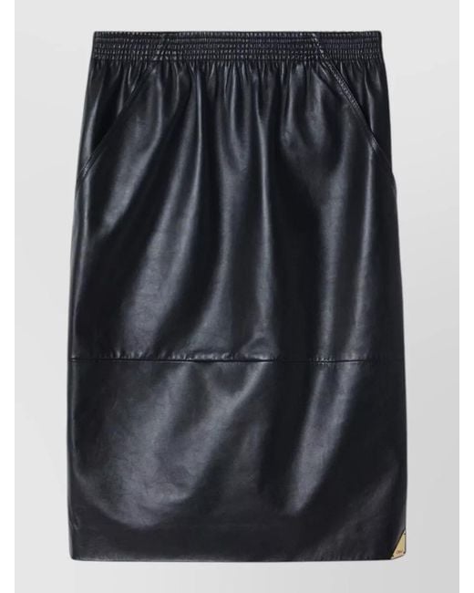 Chloé Black Leather Straight Skirt