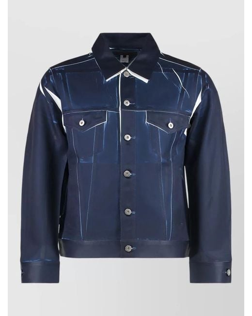 Comme des Garçons Blue Technical Overshirt Jacket Contrast Pockets for men